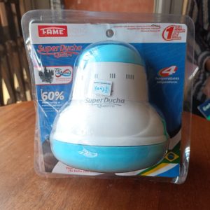 White Instant Shower Head with Blue Trim