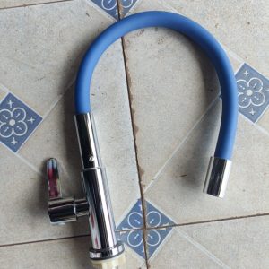 Blue Flexible-Neck Kitchen Tap