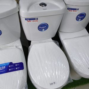 White Toilet with Oval Seat